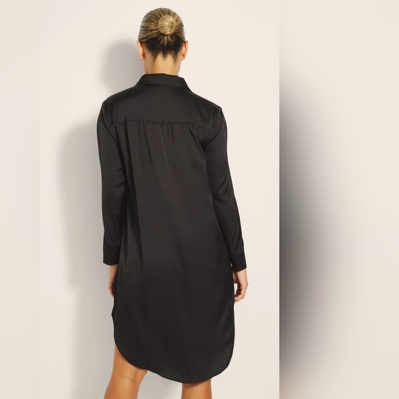 SOMA Satin Black Button Front Sleepshirt - Picture 2 of 14